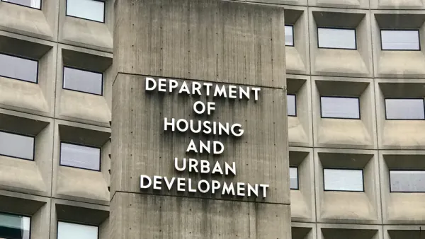 Concrete building wth Department of Housing and Urban Development sign