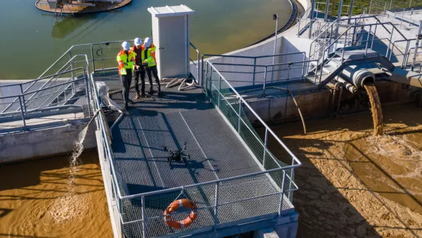 Aerial view of watewater treatment plant
