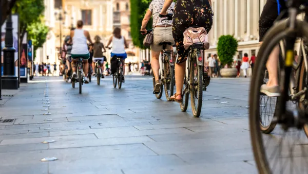 Group of bicyclists on a city street