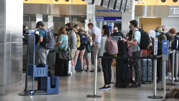 People in line at airport security