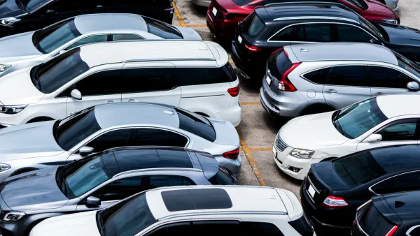Outdoor parking lot full of cars
