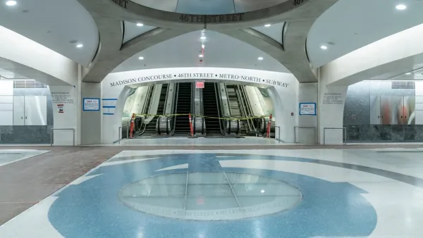 View of empty concourse at Grand Central Madison train station in New York City