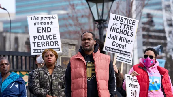 Protesters with signs in Atlanta after Tyre Nichols murder