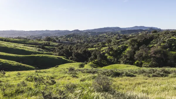Rolling green hills in San Fernando Valley, Los Angeles