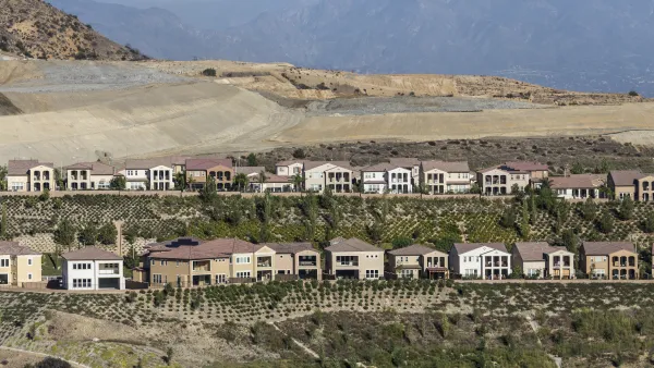 Hillside home construction in the Porter Ranch neighborhood of Los Angeles, California.