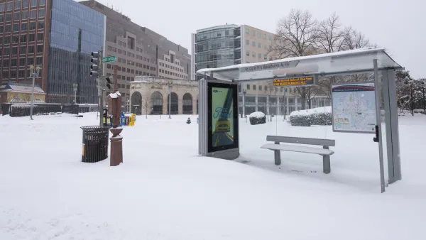 Snowy Washington, D.C. bus stop