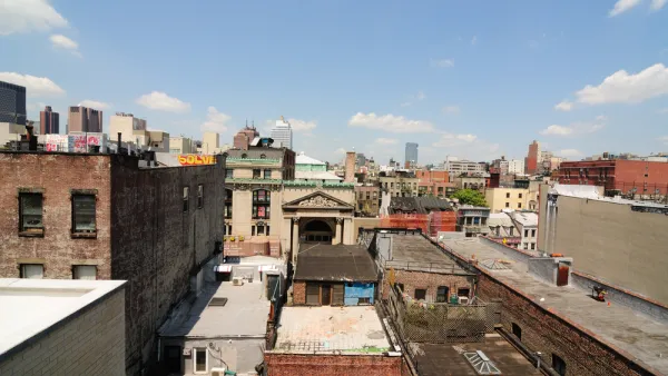 Dense, run-down apartment buildings in New York City