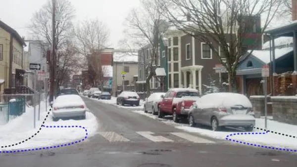 Small sneckdown at Hampshire and Elm in Cambridge, MA