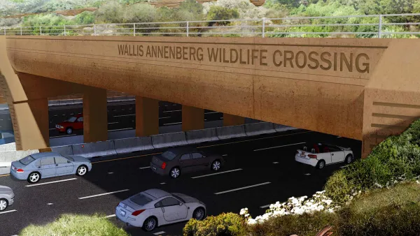 Rendering of wildlife crossing over 101 freeway in Los Angeles County.